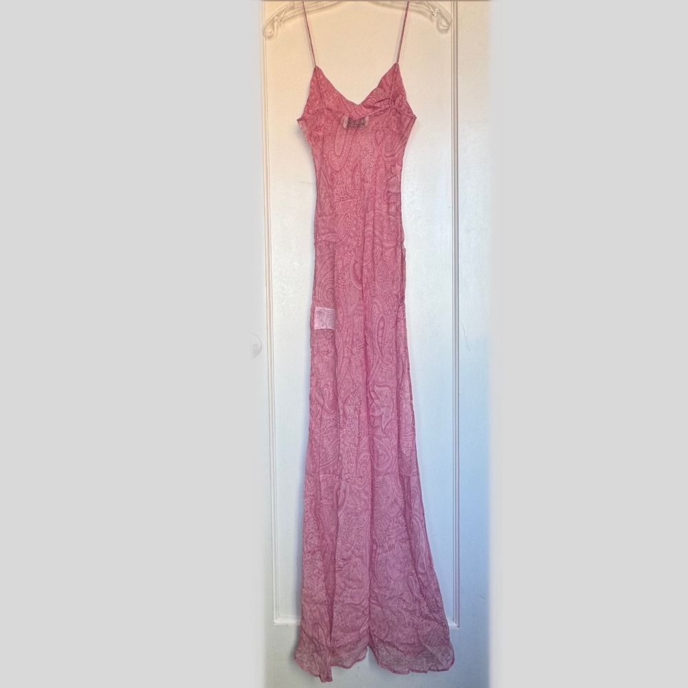 Etro Pink Paisley Sheer Silk Long Dress - Picture 4 of 11
